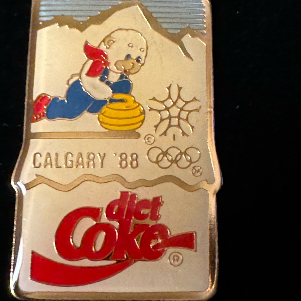 Diet coke Pin set #1 1988 Calgary Winter Olympics 5 pins in case w/ Box #KID 938 - Picture 6 of 8